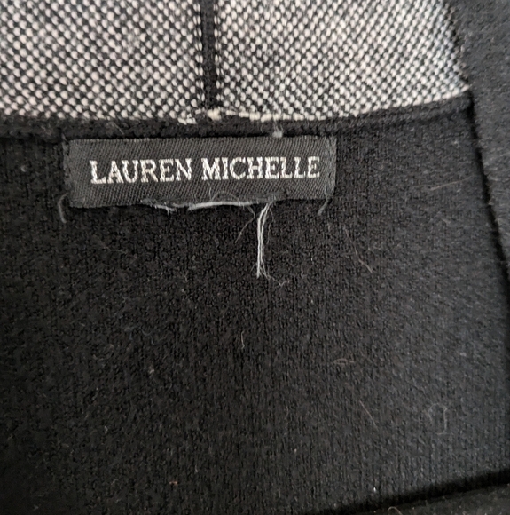 Lauren Michelle Black/White Floral Vest Cardigan sz L Minimalist Officewear - Picture 8 of 8